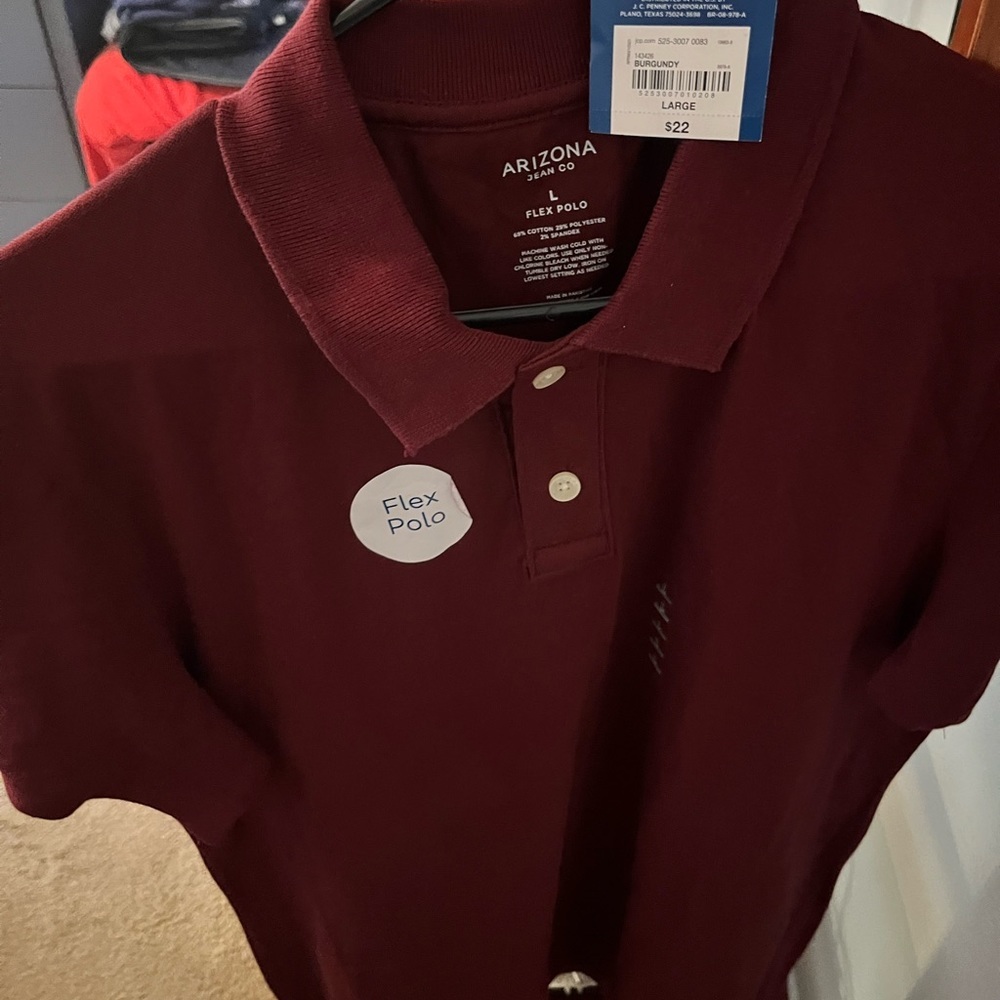 *NWT* ARIZONA JEAN Co. Men’s SHORT SLEEVE POLO in BURGUNDY, size LARGE